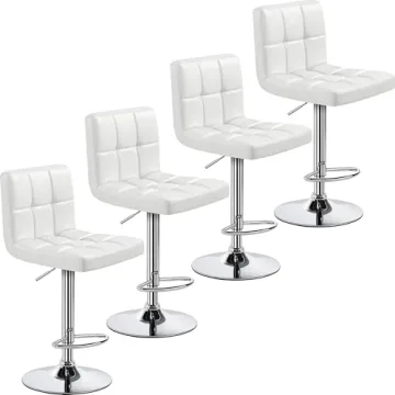 Yaheetech Bar Stools Set of 4, PU Leather Adjustable Swivel Barstools, Modern Armless Bar Chairs wit...