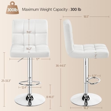 Yaheetech Adjustable Swivel Bar Stools Set of 4