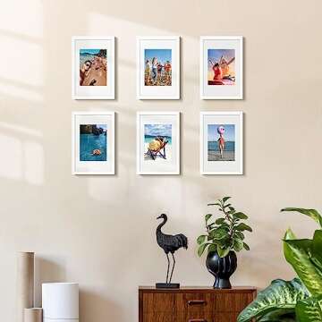 upsimples 8x12 Picture Frame Set of 5, Display Pictures 6x8 with Mat or 8 x 12 Without, Wall Gallery...