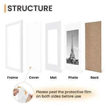 upsimples 8x12 Picture Frame Set of 5, Display Pictures 6x8 with Mat or 8 x 12 Without, Wall Gallery Photo Frames, White