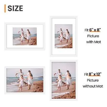 upsimples 8x12 Picture Frame Set of 5, Display Pictures 6x8 with Mat or 8 x 12 Without, Wall Gallery Photo Frames, White