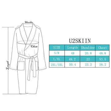 U2SKIIN Mens Plush Robe, Warm Fleece Robes for Men with Pockets Textured Mens Bathrobe Soft Sleepwear(Navy-Stripe, L/XL)