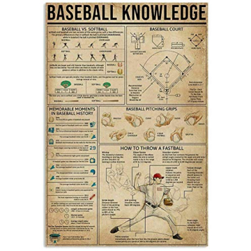Vintage Baseball Knowledge Metal Sign for Home Decor
