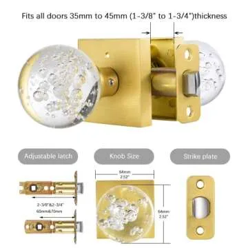 Elegant HIEMEY Glass Door Knobs with Lock for Home Privacy