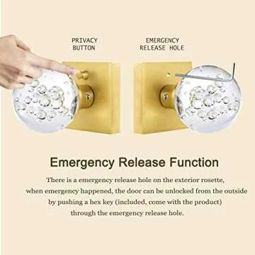 Elegant HIEMEY Glass Door Knobs with Lock for Home Privacy
