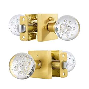 Elegant HIEMEY Glass Door Knobs with Lock for Home Privacy