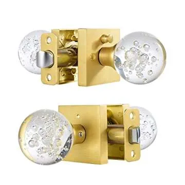 Elegant HIEMEY Glass Door Knobs with Lock for Home Privacy