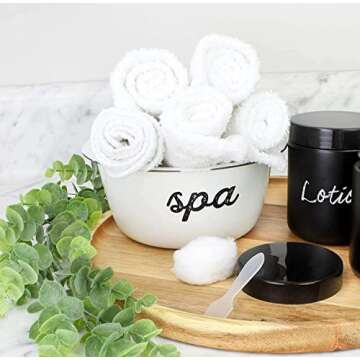 AuldHome Design Enamelware Spa Basin Set (Set of 3); White Rustic Farmhouse Decor Spa Bowls for Bathroom Storage and Home Decor