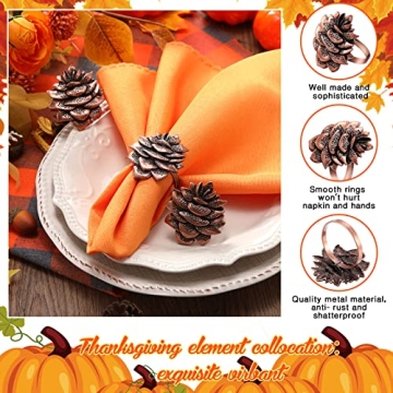 Elegant Remerry 12 Pcs Napkin Ring Set for Thanksgiving