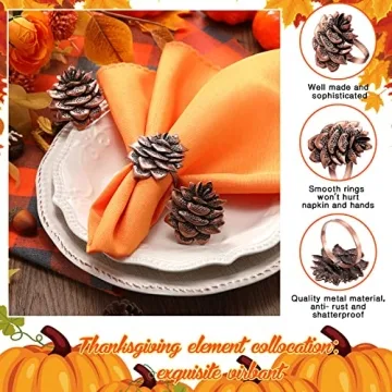 Elegant Remerry 12 Pcs Napkin Ring Set for Thanksgiving