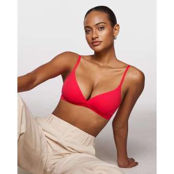INLYRIC Women's Inbarely Triangle Bralette Comfortable Unlined V Neck Wireless Smoothing Bra Top Str...