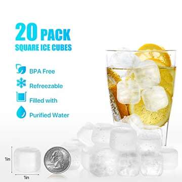 Reusable Ice Cubes for Drinks - Keep Flavor Intact, 20 Pack