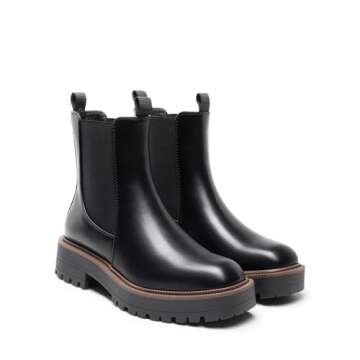 DREAM PAIRS Women's Chelsea Ankle Boots Square Toe Fashion Low Heel Lug Sole Platform Fall Booties Shoes