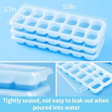 VEHHE Silicone Ice Cube Molds - 3 Pack of Stackable Ice Cube Trays with Flexible Design