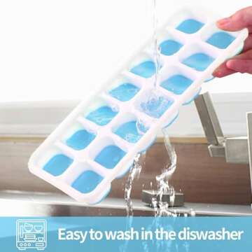 VEHHE Silicone Ice Cube Molds with Lid - 14 Cube Trays