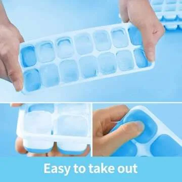 VEHHE Silicone Ice Cube Molds with Lid - 14 Cube Trays