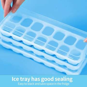 VEHHE Silicone Ice Cube Molds with Lid - 14 Cube Trays
