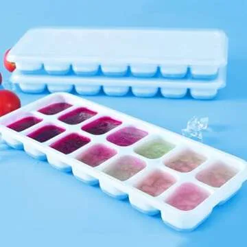 VEHHE Silicone Ice Cube Molds with Lid - 14 Cube Trays