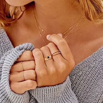 18K Gold Chunky Knuckle Rings Stacking Midi Thumb Finger Rings Black Obsidian Signet Rings Vintage Dome Jewelry for Women