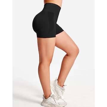 YEOREO Seamless High Waisted Shorts for Women Smile Contour Biker Shorts Gym Yoga Workout