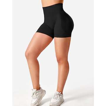 YEOREO Seamless High Waisted Shorts for Women Smile Contour Biker Shorts Gym Yoga Workout