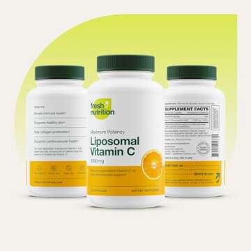 Fresh Nutrition Liposomal Vitamin C - 2000mg DNA Verified & Potent VIT C (from ascorbic acid)– Swallow or Pour Powder into a Drink, All Natural Vegan Friendly, Non-GMO, Gluten-Free, Dairy-Free