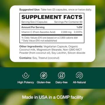 Fresh Nutrition Liposomal Vitamin C - 2000mg DNA Verified & Potent VIT C (from ascorbic acid)– Swallow or Pour Powder into a Drink, All Natural Vegan Friendly, Non-GMO, Gluten-Free, Dairy-Free