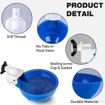 8 PCS Chicken Waterer, Automatic Chicken Feeders and Waterers Kit, Large Poultry Waterer Cups | Chicken Water Cups | Duck Waterer etc. (Blue)