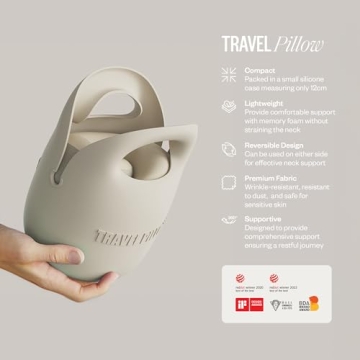 PIXIE MOOD Every Think Travel and Airplane Neck Pillow, Memory Foam, Support, Neck, Head Chin - Soft, Lightweight, Washable, Easy-to-Carry