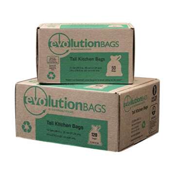Evolution Trash Bags: Tall Kitchen Trash Bag, 120 bags/box, made with 70% CERTIFIED PCR material