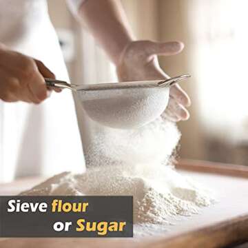 Stainless Steel Fine Mesh Strainers, Set of 3 Sizes Strainer for Kitchen, Wire Sieve with Insulated ...