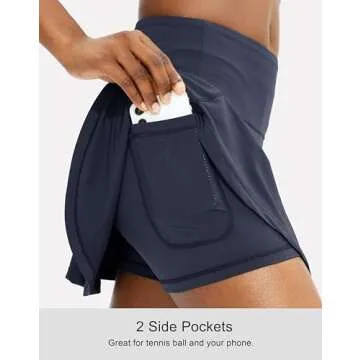 SANTINY Women's Pleated Tennis Skirt with 4 Pockets