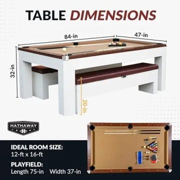 Hathaway 7-FT Multi-Game Pool Table Combo with Dining Top