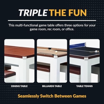 Hathaway 7-FT Multi-Game Pool Table Combo with Dining Top