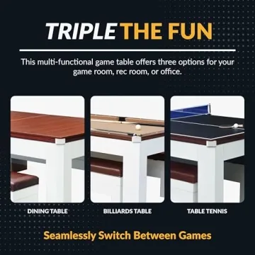 Hathaway 7-FT Multi-Game Pool Table Combo with Dining Top