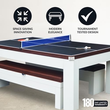 Hathaway 7-FT Multi-Game Pool Table Combo with Dining Top