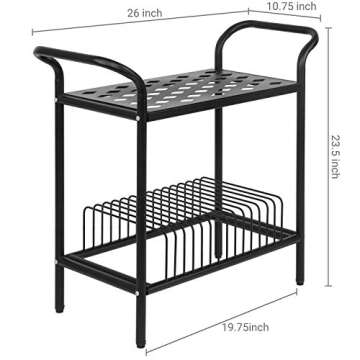 Stylish MyGift Matte Black Vinyl Record Player Stand