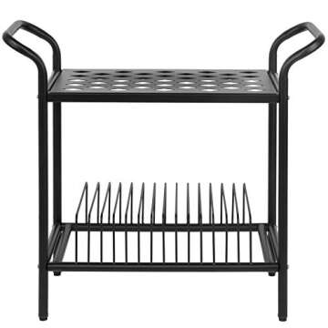 Stylish MyGift Matte Black Vinyl Record Player Stand