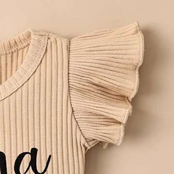 CETEPY 3-6 Months Baby Girl Clothes Newborn Romper Ruffle Sleeve Short Jeans Skirt with Headband Infant Outfits Set Sunflower Leopard 3-6 Months