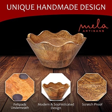 Handcrafted Wooden Scalloped Bowl | Rustic Charm & Style