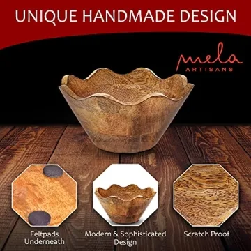 Handcrafted Wooden Scalloped Bowl | Rustic Charm & Style