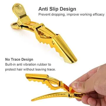Premium Hair Clips 12 Pack - Large Croc Clips for Thick Hair Styling and Sectioning - Gold
