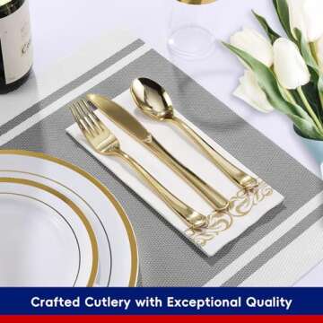 700 Count Elegant Gold Dinnerware Set for All Occasions
