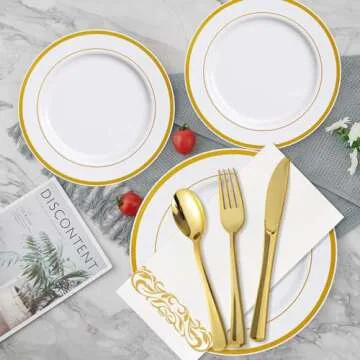 700 Count Elegant Gold Dinnerware Set for All Occasions