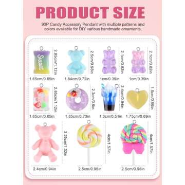 Kalolary 90PCS Candy Pendant Charms for Creative DIY Jewelry Craft
