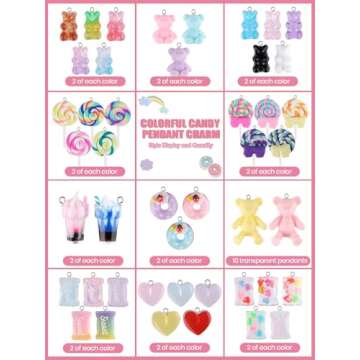 Kalolary Colorful Candy Pendant Charms for DIY Crafts