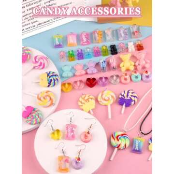 Kalolary Colorful Candy Pendant Charms for DIY Crafts