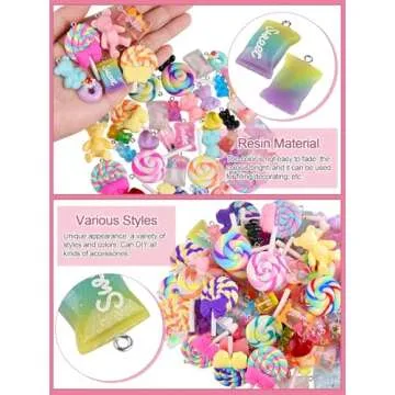 Kalolary Colorful Candy Pendant Charms for DIY Crafts