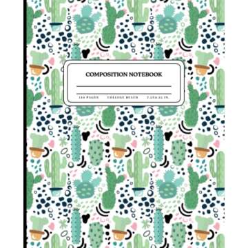 Composition Notebook College Ruled: Cactus Pattern Illustration | Cute Plant Aesthetic Journal for G...