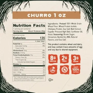 Kindling Protein Pretzels - Churro | Protein-Packed Snack Size Bags | Kosher | 8-9g Protein Per Serv...